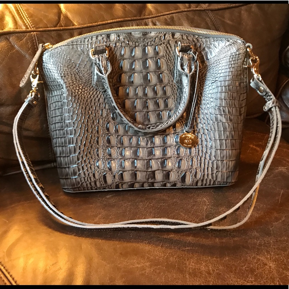 NEW Brahmin grey leather snakeskin purse